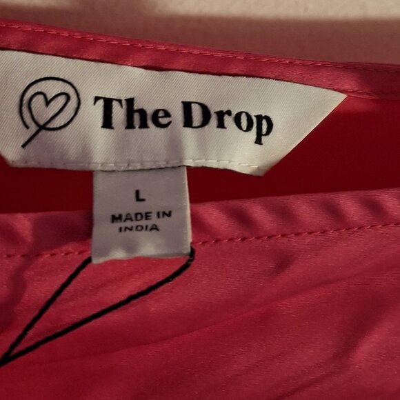 WOMENS THE DROP PINK SILK DRESS, MIDI, SIZE LARGE, NEW WITH TAGS - Picture 5 of 10